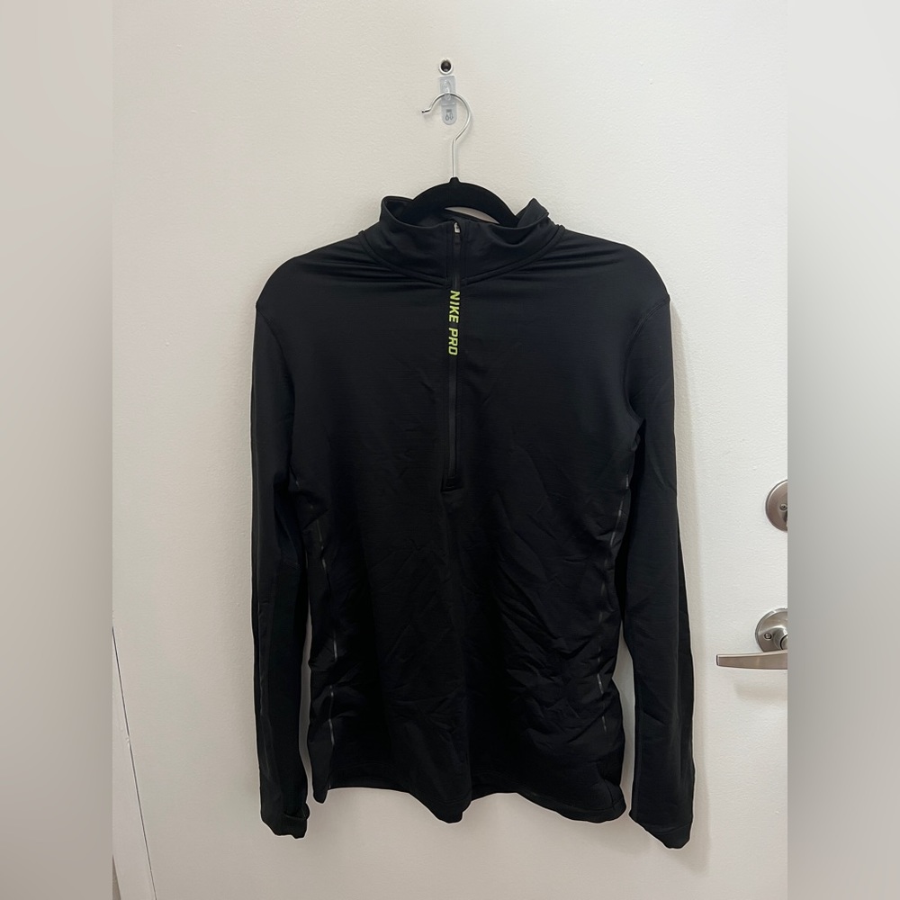Nike Pro HyperWarm Half-Zip Long Sleeve Women’s Top - Green and Black